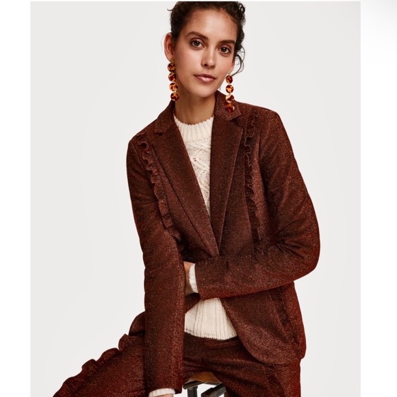 NEW SCOTCH & SODA METALLIC RUFFLED BLAZER - Picture 9 of 10